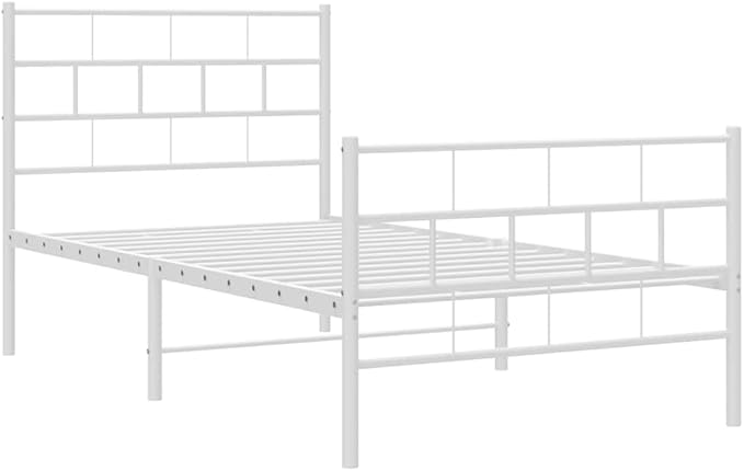 White Twin Metal Bed Frame 81.5 x 41.1 x 35.4 in, Modern Platform Bed Frame with 10.2 in Under-Bed Storage, Powder-Coated Steel for Adult Guest Bedroom