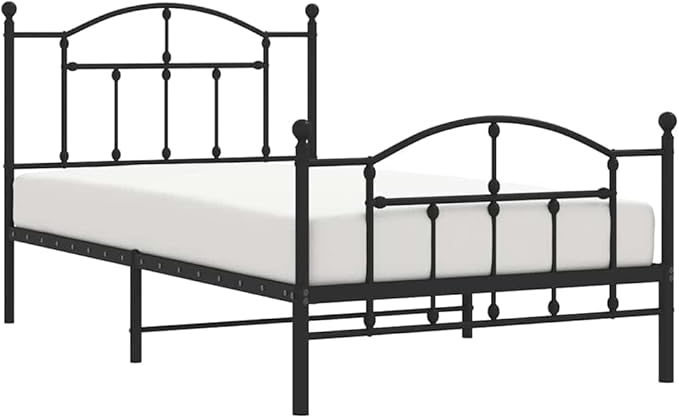 Bed Frame Black Powder-Coated Steel Twin Bed Frame Rectangular Bedroom Decor Bedroom Furniture for Hotels