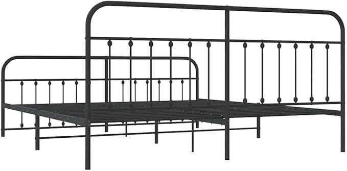 Bed Frame Black Powder-Coated Steel Double Bed Durable Bedroom Furniture headboard for Bedroom
