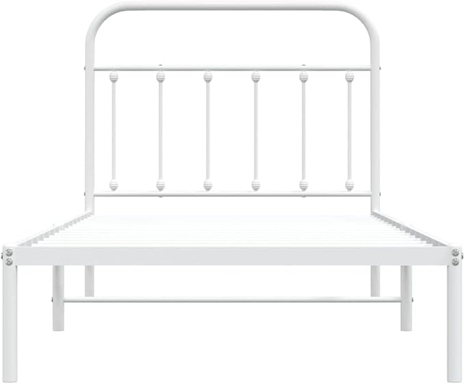 Bed Frame White Powder-Coated Steel Twin Bed Frame Rectangular headboard Bedroom Furniture for Bedroom
