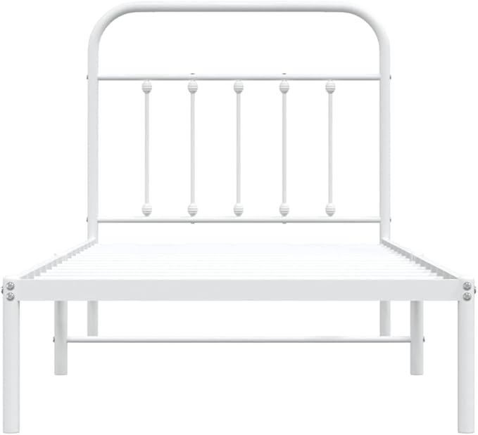 Bed Frame White Steel Single Bed Frame Rectangular Industrial Bedroom Furniture headboard for Bedroom