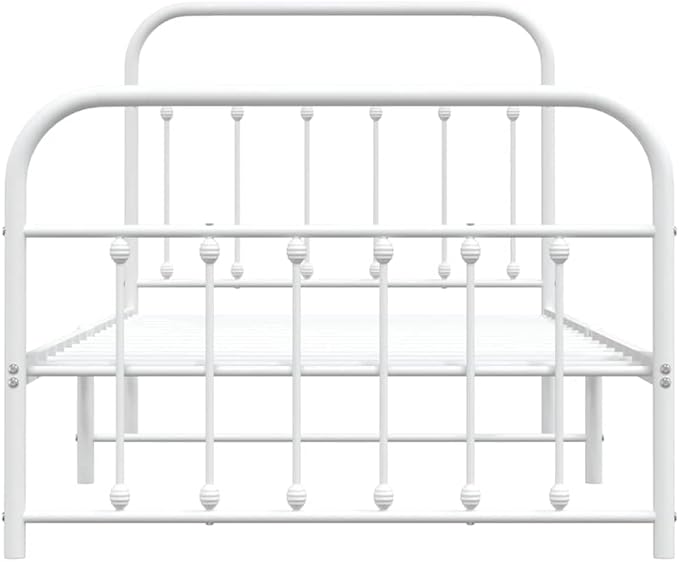 Bed Frame White Powder-Coated Steel Twin Bed Frame Rectangular Bedroom Furniture headboard for Living Room