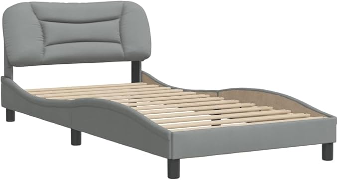 Bed Frame Light Grey Bed Frame Queen Size Double Bed for Hotel Apartment