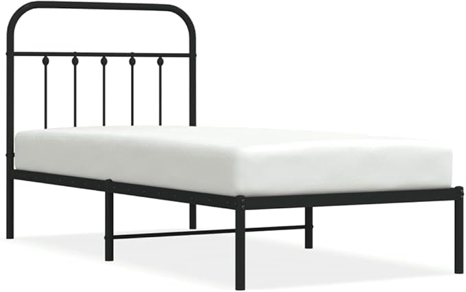 Bed Frame Black Powder-Coated Steel Twin Industrial Bed Frame headboard Bedroom Furniture for Guest Room