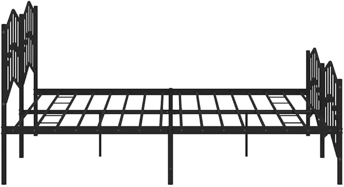 Modern Metal Bed Frame with Footboard, Black Powder-Coated Steel Platform Bed with Underbed Storage Space, 76 x 79.9 Inches, Durable and Stylish for Master or Guest Bedroom