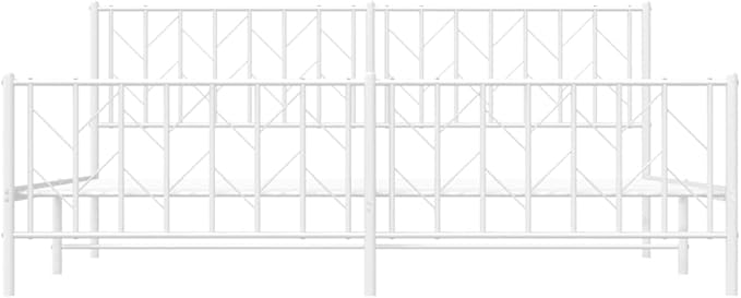 Bed Frame White Steel Full Bed Frame Rectangular Modern Adult for Bedroom