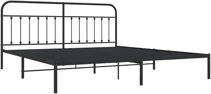 Bed Frame Black Powder-Coated Steel Double Industrial Bed Frame headboard Bedroom Furniture for Bedroom