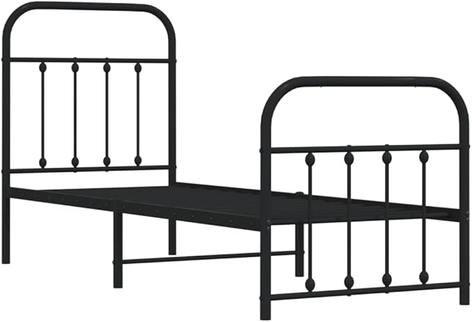 Bed Frame Black Powder-Coated Steel Small Single Bed Frame headboard Bedroom Furniture for Living Room