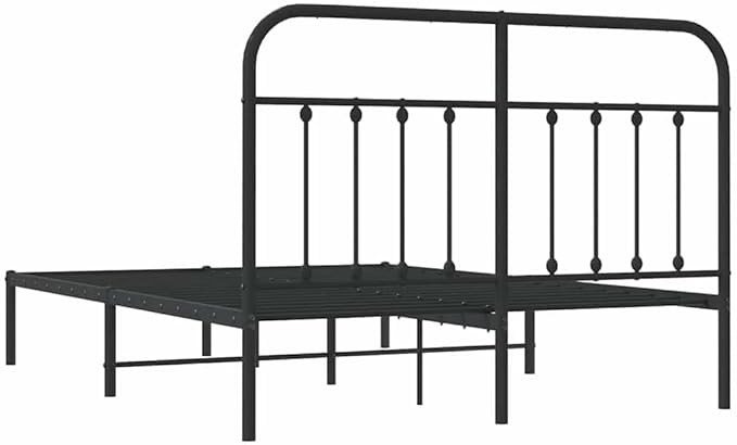 Bed Frame Black Powder-Coated Steel Queen Bed Frame headboard for Living Room 59.1x78.7 in