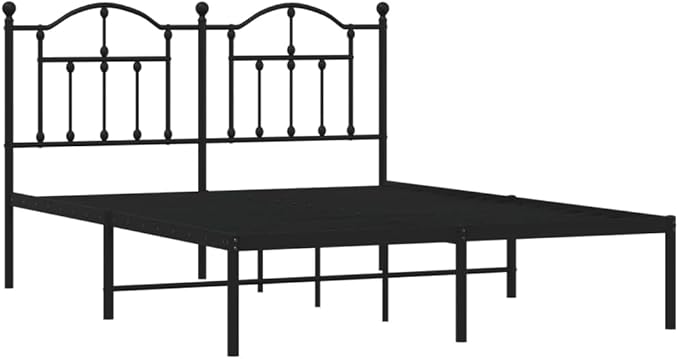 Bed Frame Black Powder-Coated Steel Hotel Bed Frame Bedroom Furniture for Studies 55.1 x 78.7 in