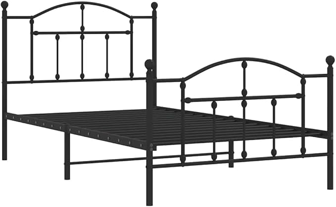Bed Frame Black Powder-Coated Steel Twin Bed Frame Rectangular Bedroom Decor Bedroom Furniture for Hotels