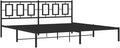 vidaXL Metal King Bed Frame with Headboard - 76"x79.9" - Black Steel Construction for Bedroom Furniture