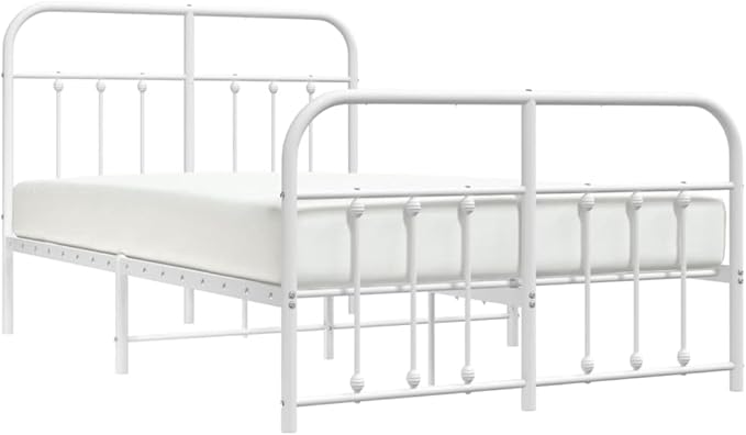 Bed Frame White Powder-Coated Steel Double Bed Frame headboard Bedroom Furniture for Bedroom