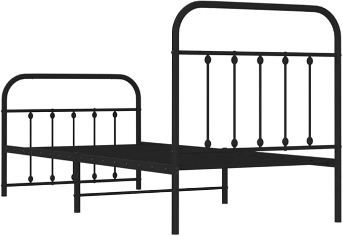 Bed Frame Black Powder-Coated Steel Single Single Bed Bedroom Furniture headboard for Living Room