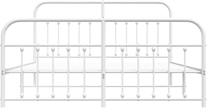 Bed Frame White Powder-Coated Steel Bedroom Furniture Single Bed for Living Room 70.9x78.7 in Super King