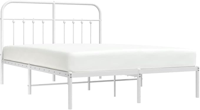 Bed Frame White Steel Double Size Bed Frame Rectangular Bedroom Furniture headboard for Living Room