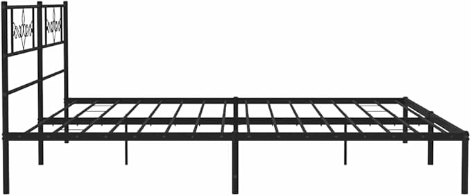 Modern Full Bed Frame with Underbed Storage | Powder-Coated Steel Construction | Minimalist Black Design for Contemporary Bedroom | Easy Assembly with Screwdriver