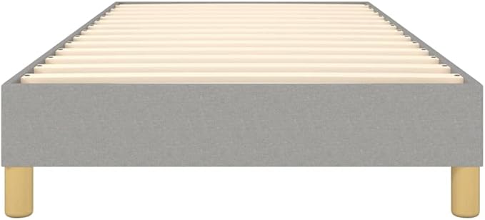Bed Frame Light Gray Polyester, Plywood, Engineered Wood Twin XL Furniture Bed