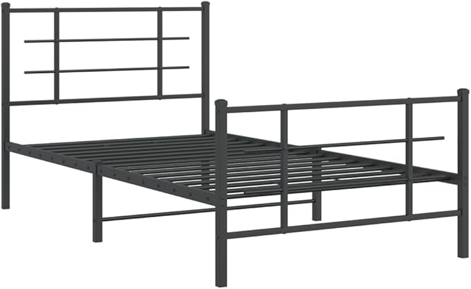Black Metal Bed Frame with Powder-Coated Steel, Modern Design for Single Occupants, Durable Sturdy Construction, Compact 39.4 x 78.7 Inches, Easy Assembly for Bedroom