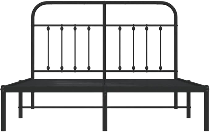 Bed Frame Black Steel Bed Frame Bedroom Furniture for Guest Room 55.1x78.7 in Metal Rectangular