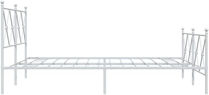 vidaXL White Steel Double Bed Frame with Headboard/Footboard - 81.5"x61.4"x35.6" for Mattress 59.1"x78.7"