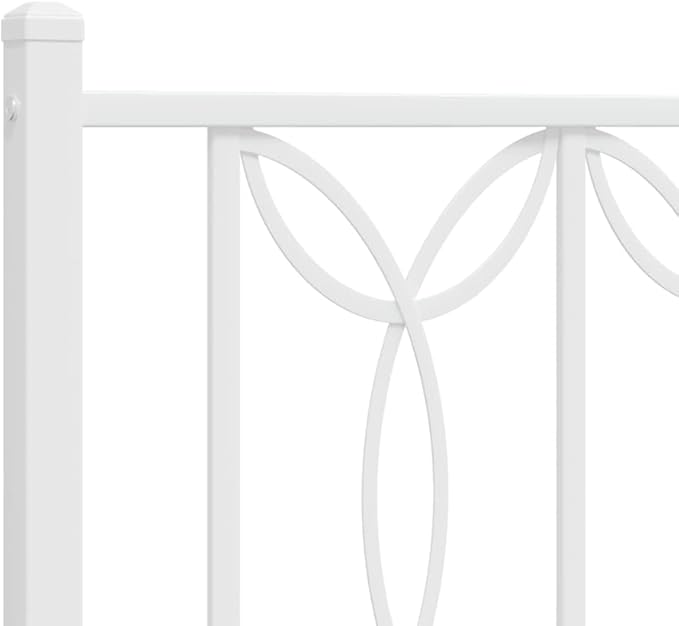 White Steel Bed Frame Single Modern Headboard Platform Mattress Base, 39.4 x 78.7 Inch Sleeping Area, Durable Heavy Duty 440 Lbs Capacity Underbed Storage Space for Bedroom