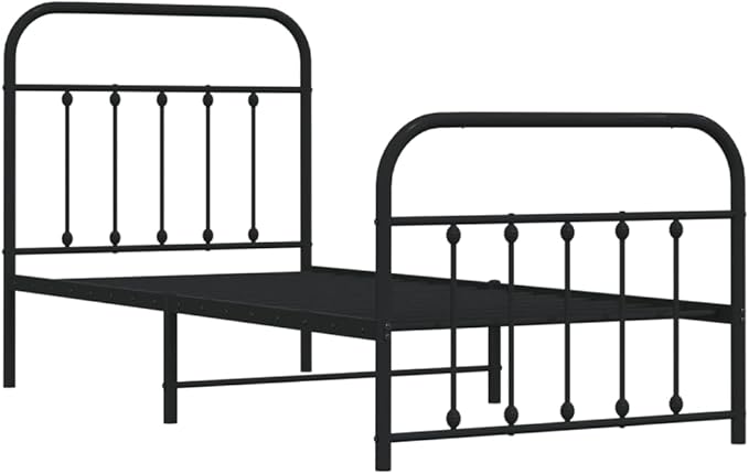 Bed Frame Black Powder-Coated Steel Single Single Bed Bedroom Furniture headboard for Living Room