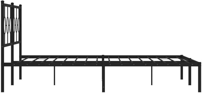 vidaXL Black Metal King Bed Frame - Industrial Style 76"x79.9" with Headboard, Sturdy Steel Construction & Extra Under-Bed Storage Space