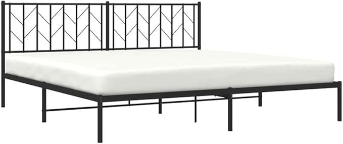 Bed Frame Black Powder-Coated Steel Double Size Bed Frame Sturdy Metal for Bedroom