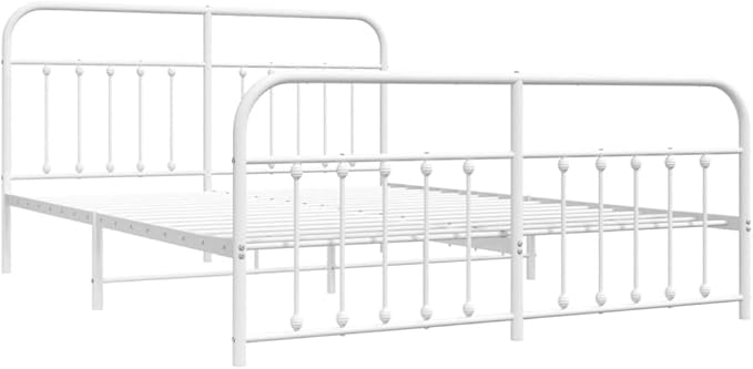 Bed Frame White Steel Double Bed Frame Rectangular Industrial headboard Bedroom Furniture for Bedroom