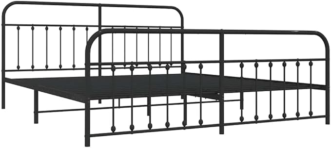 Bed Frame Black Powder-Coated Steel Double Bed Durable Bedroom Furniture headboard for Bedroom