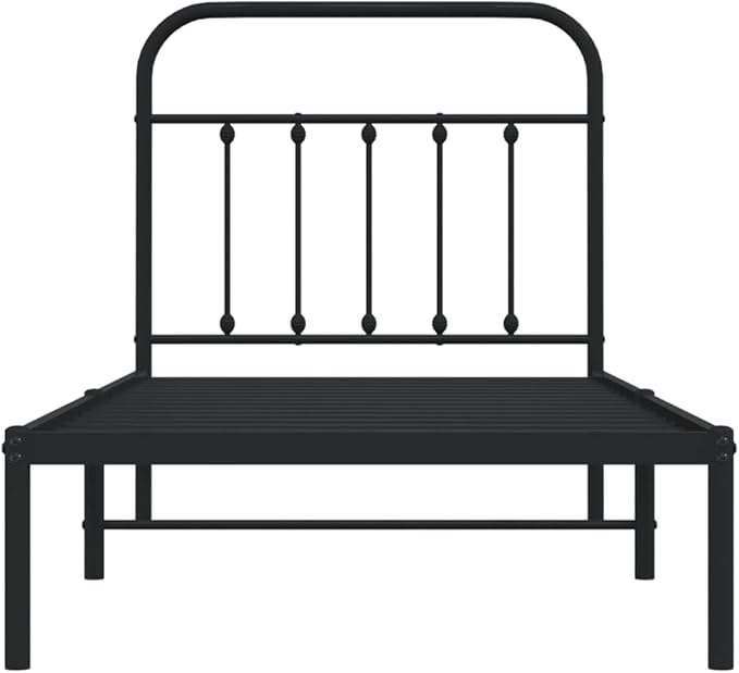 Bed Frame Black Powder-Coated Steel Twin Industrial Bed Frame headboard Bedroom Furniture for Guest Room