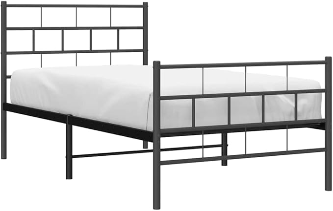 Twin Metal Bed Frame 81.5 x 41.1 x 35.4 in Black Powder-Coated Steel, Modern Platform Design, Sturdy Support for Kids, Guest or Dorm Room