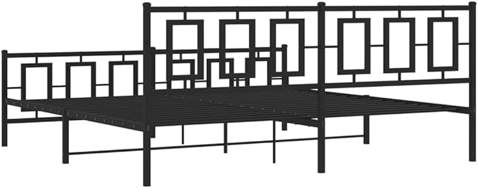 vidaXL Bed Frame Black Powder-Coated Steel 76x80 in Bed Frame