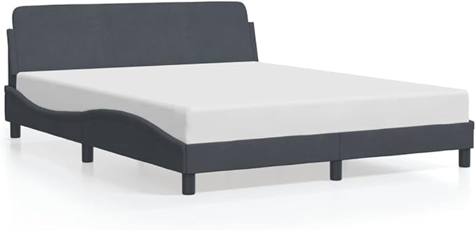 Light Gray Velvet Bed Frame with Storage, Modern Single Size Upholstered Platform for Small Spaces Dark Gray, 61.8 x 85.8 x 29.3 in