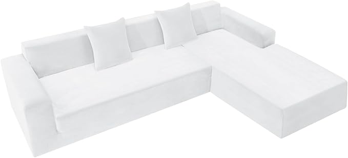 ZNSAYOTX 2026 Soft Velvet Sectional Couch Covers, Luxury Plush Slipcovers with Elastic Bottom for L Shape Sectional Sofa, 2 Pcs Pet Friendly Protector (3 Seat Couch + 2 Seat Chaise, White)