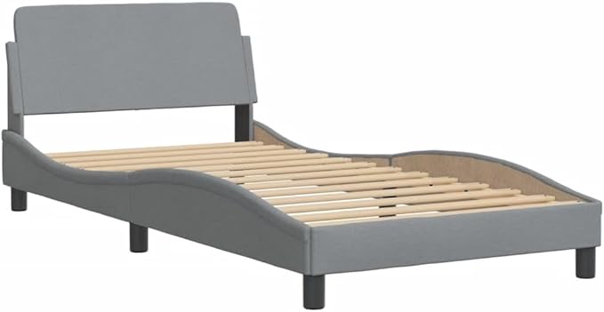 Bed Frame Light Grey Bed Frame Queen Size Double Bed for Hotel Apartment