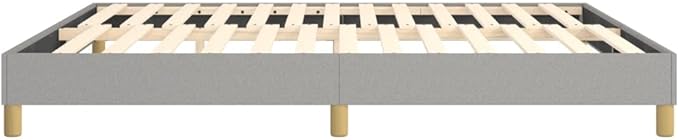 Bed Frame Light Gray Polyester Fabric, Plywood, Engineered Wood Bed Frame Single Bed for Bedroom Apartment