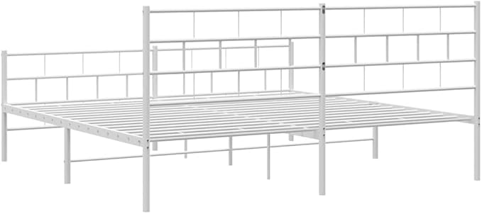 Modern White Metal Bed Frame Queen Size 72 x 84in Heavy Duty Steel Platform with Center Support for Bedroom Guest Room Dorm | Contemporary Low Profile | No Box Spring Needed