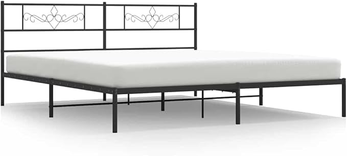 Modern Full Bed Frame with Underbed Storage | Powder-Coated Steel Construction | Minimalist Black Design for Contemporary Bedroom | Easy Assembly with Screwdriver