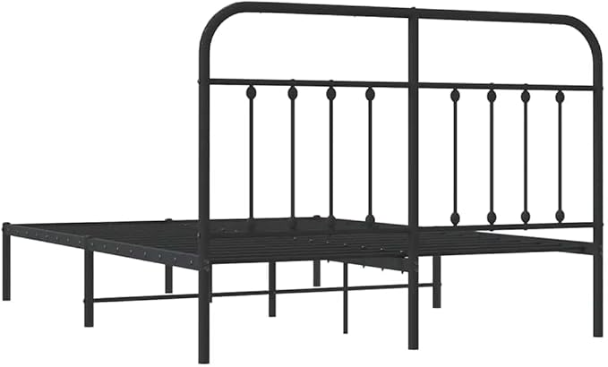 Bed Frame Black Steel Double Sturdy Bed Frame Rectangular headboard Bedroom Furniture for Bedroom