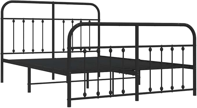 Bed Frame Black Powder-Coated Steel King Size Double Bed Bedroom Furniture for Bedroom