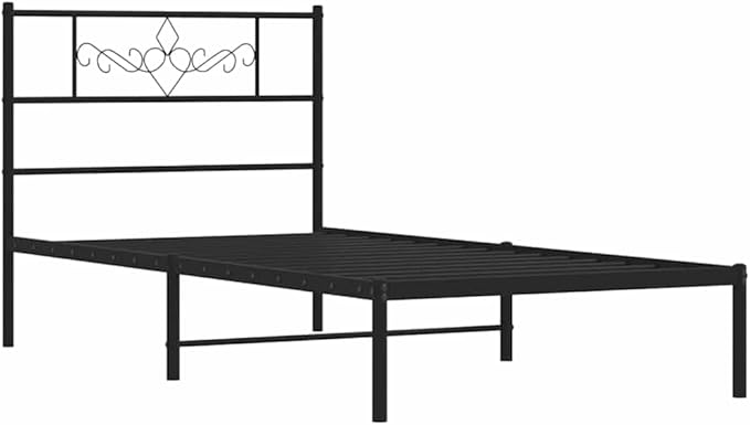 Modern Twin Metal Bed Frame with Under-Bed Storage, Sturdy Powder-Coated Steel Structure, Minimalist Design for Bedroom or Guest Room, Easy Assembly, Black