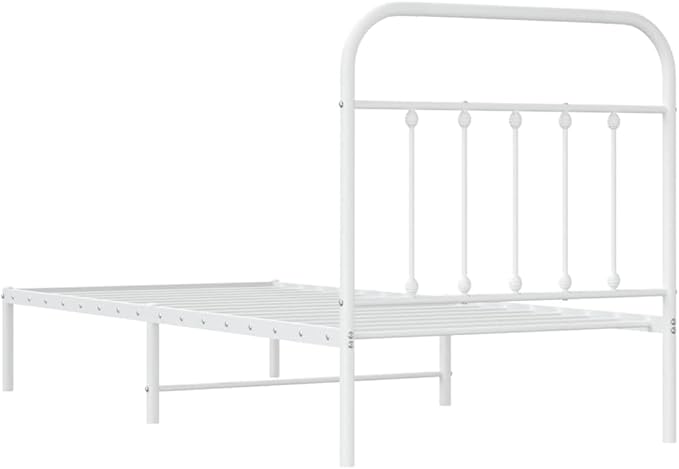 Bed Frame White Steel Single Bed Frame Rectangular Industrial Bedroom Furniture headboard for Bedroom