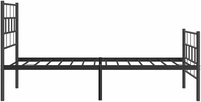Single Metal Bed Frame Black Powder-Coated Steel Platform 77.2x41.1x35.4 in Modern Headboard Bedroom Furniture Easy Assembly for Teen Guest Room