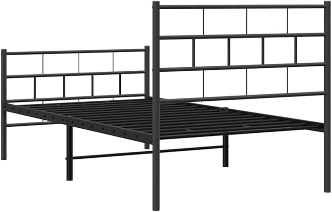 Twin Metal Bed Frame 81.5 x 41.1 x 35.4 in Black Powder-Coated Steel, Modern Platform Design, Sturdy Support for Kids, Guest or Dorm Room