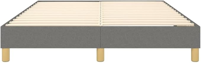 Bed Frame Dark Gray Fabric (100% Polyester), Plywood, Engineered Wood Furniture Double Bed for Apartment Bedroom