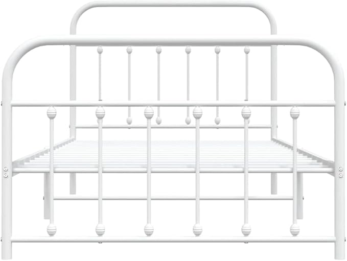 Bed Frame White Powder-Coated Steel Twin Bed Frame Rectangular headboard Bedroom Furniture for Guest Room