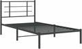 vidaXL Black Metal Bed Frame-Single 39.4"x78.7" with Headboard and Storage Space - Durable Steel Construction - Elegant Bedroom Furniture