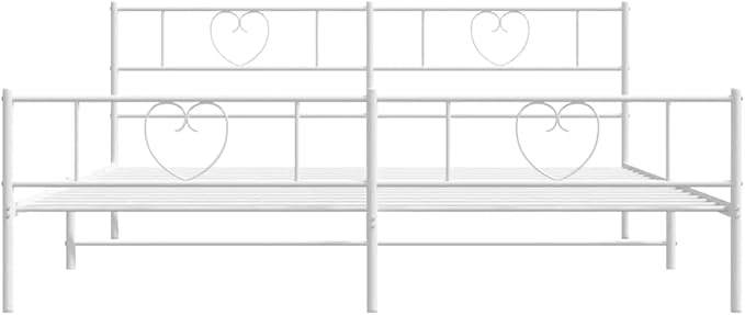 Modern White Double Metal Bed Frame with Underbed Storage Space, Sturdy Durable Structure for Adults, Minimalist Design Bedroom Furniture for Guest Room or